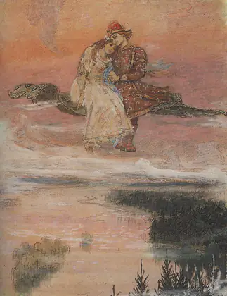 Le Tapis volant : le couple dans le ciel - Viktor Vasnetsov