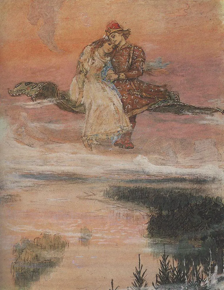 Le Tapis volant : le couple dans le ciel - Viktor Vasnetsov