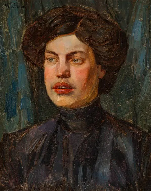 Dame en robe violette - Wilhelm Trübner