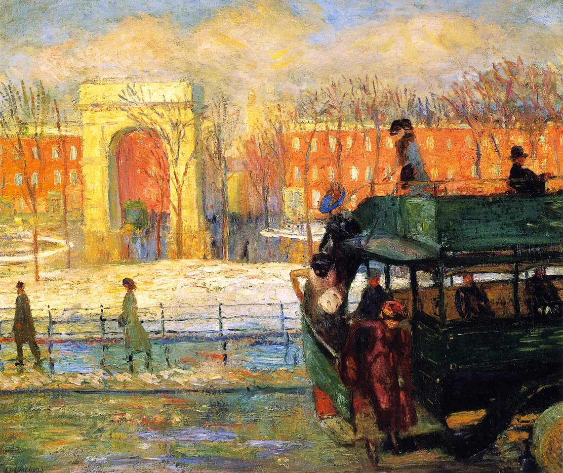 Descendre du bus - William Glackens