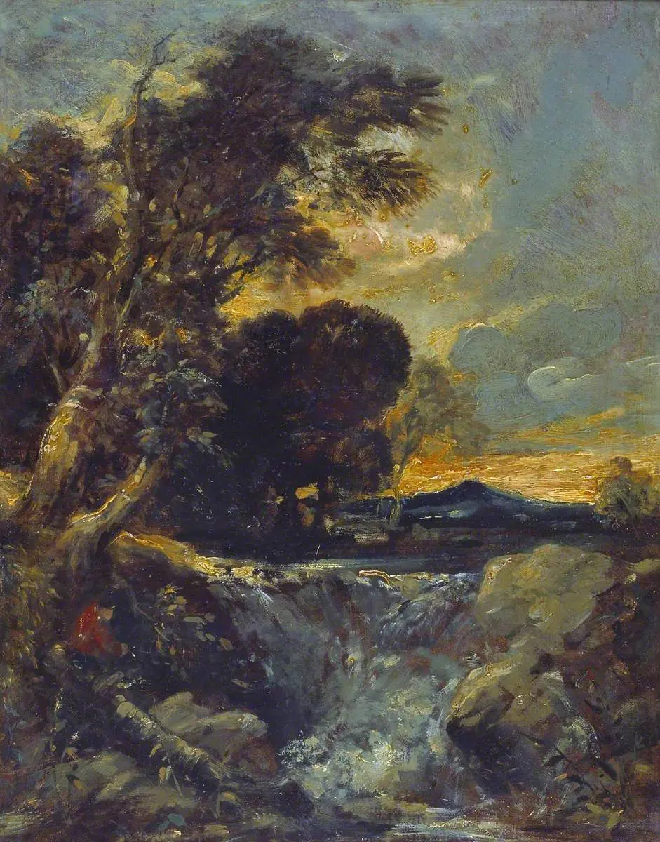Cascade avec pêcheur - William James Müller