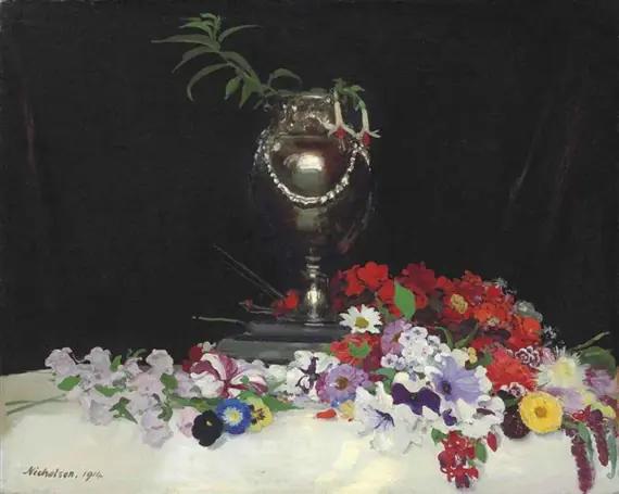Urne et fleurs sur une table - William Nicholson